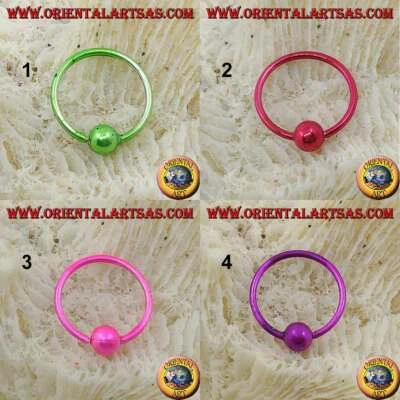 Cerchietto da naso in argento 925 ‰ con sfera colorato a smalto - Immagine 1 di 4