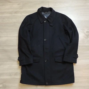 Burberry Coat Mens L Black Wool Cashmere Paolo Italy Nova Check Luxury Designer - Picture 1 of 11
