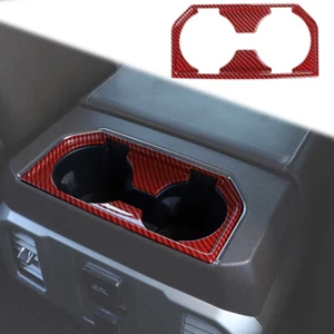 Armrest Box Rear Cup Holder Cover Trim Decor Frame For Ford F150 2015+Red Carbon - Picture 1 of 7