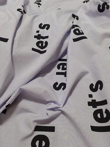 Tela de polialgodón a rayas estampada lila y blanca - se vende por metro - Imagen 1 de 7