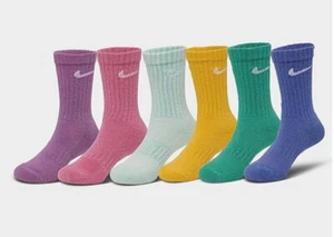 NIP NIKE LITTLE KIDS DRI-FIT CREW SOCKS 6 PACK 10C-3Y MULTICOLOR - Picture 1 of 6