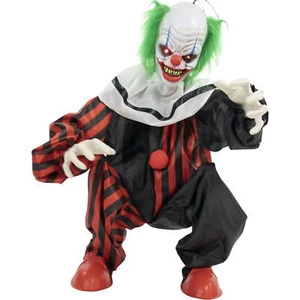Crouching Clown Animatronic w/ Lights & Sound Life Size Spooky Halloween Decor - Picture 1 of 11