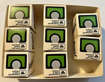 Lote de 8 BOLAS DE GOLF REALES EE. UU. de colección - CAJAS ORIGINALES - Logo de State Farm - RARAS Foto 1 de 4