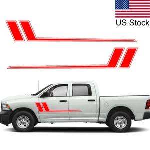 2x Universal 68'' Red Hockey Stripe Sticker Side Door Fender Vinyl Decal Decor - Picture 1 of 7