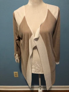 Calvin Klein swing & open front style lightweight sweater in beige & cream color - Picture 1 of 10