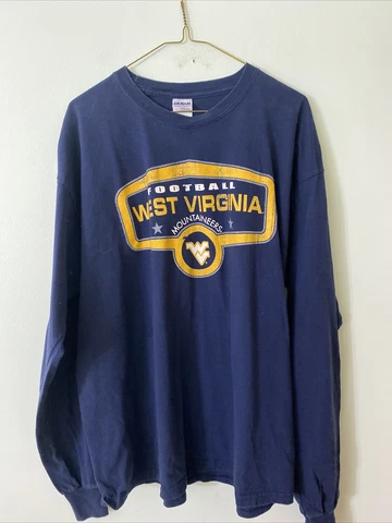 West Virginia Mountaineer Football Long Sleeve Navy Tee men's XL Cover