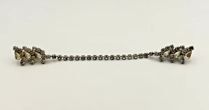 Sciarpa scialle mantello pelliccia strass goccia lacrima vintage tono argento clip 7" - Foto 1 di 10