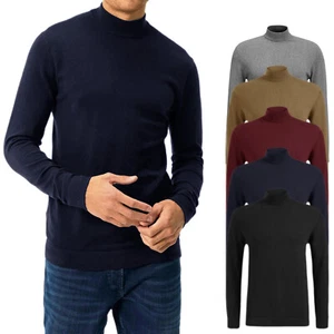 Maglione uomo Lupetto Invernale Cardigan Mezzo Collo Alto Maglia VEQUE - Afbeelding 1 van 23