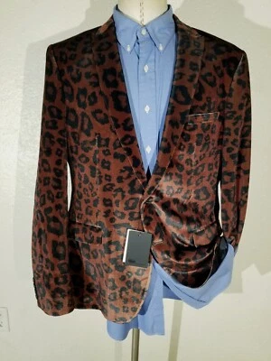 48R Marrón Negro Guepardo Leopardo VELOUR Terciopelo Blazer Chaqueta Abrigo Deportivo Asos Nuevo Foto 1 de 4