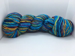 Turquoise Magenta Gold + Hand Dyed Sock Merino Wool Yarn Ice #68866 Superwash - Picture 1 of 10