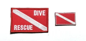 Set 2 Patch Morale Ricamate Bandiera Subacquea Subacquea Soccorso - Foto 1 di 1