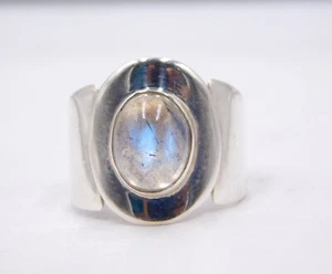 5.50 GM 925 Plata de Ley Natural Labradorita Colgante Gema Anillo Fino Tamaño 7" - Imagen 1 de 4