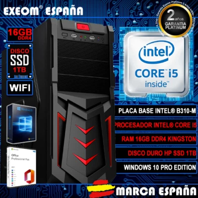 Ordenador Gaming Pc Sobremesa Intel i5 16GB DDR4 SSD HP 1TB WIFI Windows 10 - Imagen 1 de 4