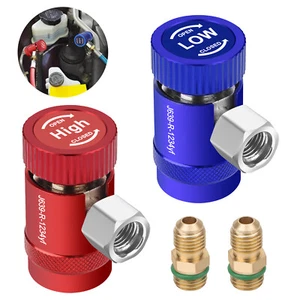 R1234YF Quick Coupler Adapter & 1/4" Flare Fitting, Adjustable HP & LP Connector - Picture 1 of 8