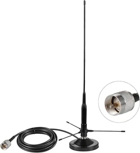 UHF VHF Dual Band 136-174Mhz 400-470Mhz Magnetic Base Mount Soft Whip Antenna wi - Picture 1 of 12
