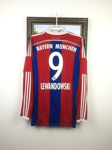 Bayern Munich football shirt 2014 Soccer #9 Lewandowski Long Sleeve Jersey Sz M - Picture 1 of 19