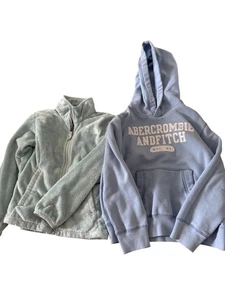 Abercrombie Kids Hoodie North Face Fleece Jacket Girls XS 7/8 Full Zip Soft - Picture 1 of 5