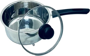 20 cm Edelstahl 2,5 Liter Kochtopf mit Glasdeckel Induktion Spülmaschinenfest - Bild 1 von 10