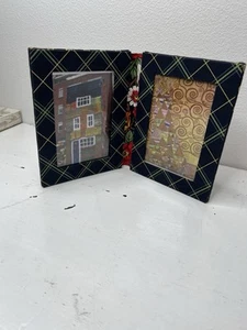 Vera Bradley Photo Frame Double Hinged Picture Frame Floral Plaid Decor - Picture 1 of 7