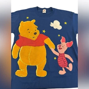 T-shirt vintage anni 90 Winnie Pooh Piglet applique Jerzees XL USA punto singolo Slv - Foto 1 di 10