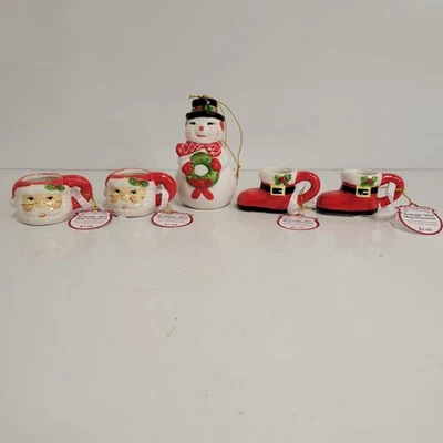 Mr. Christmas Nostálgico Mini Taza Adornos Santa Bota Muñeco de Nieve Lote de 5 Foto 1 de 4