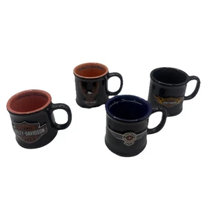 Harley Davidson Motorcyle Black Logo Shot Glass Mug Set Of 4 - Picture 1 of 11