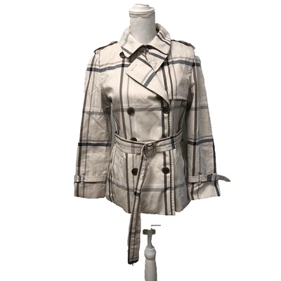 Chaqueta Coach Doble Pecho Mujer Mediana Cinturón Beige Cuadros Preppy Academia Foto 1 de 4