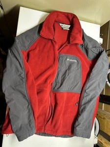 Columbia Herren Gr. XL rot Fleece & grau Farbblock Tasche durchgehender Reißverschluss Jacke - Bild 1 von 3