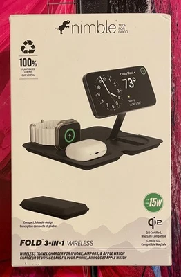 Original Apple Nimble Fold 3-in-1 MagSafe Ladegerät iPhone Watch AirPods Schwarz - Bild 1 von 4