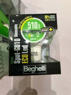 Beghelli - Spot Glass GU10, Faretto Led 95°, Lampadina Led Luce Bianca, 6W, 4000 - Immagine 1 di 4
