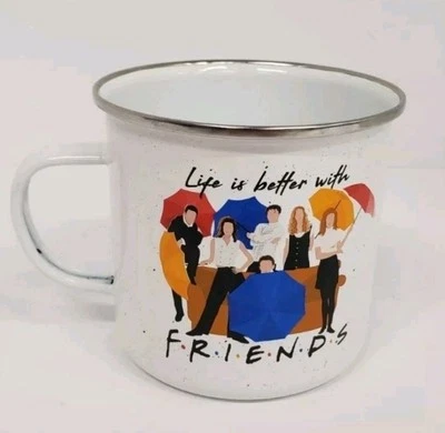 Caneca campista esmalte 21 oz personagens amigos com guarda-chuvas multicolorida NOVA  - Imagem 1 de 4