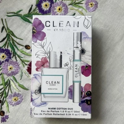 Clean Warm Cotton Duo Eau de Parfum 1 fl oz & .34 fl oz - NEW! - Imagem 1 de 2