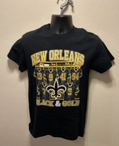 Vintage New Orleans Saints Tshirt I Believe, Goat Black And Gold Size Small NFL - Picture 1 of 3