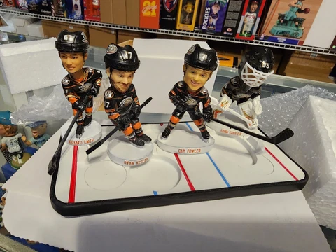 Anaheim Mighty Ducks Mini Bobbleheads Set Of 4 W/base Cover
