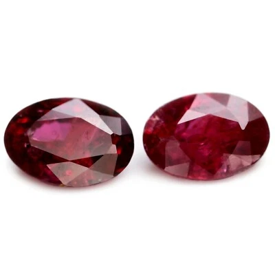 Certified 0.66ct Natural Untreated Red Color Ruby Unheated Oval Matching Pair - Image 1 of 4