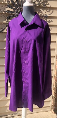 Pierre Cardin Purple Button Front Dress Slim Shirt Sz 2XLT Tall 36/37 18-18-1/2 - Image 1 of 4