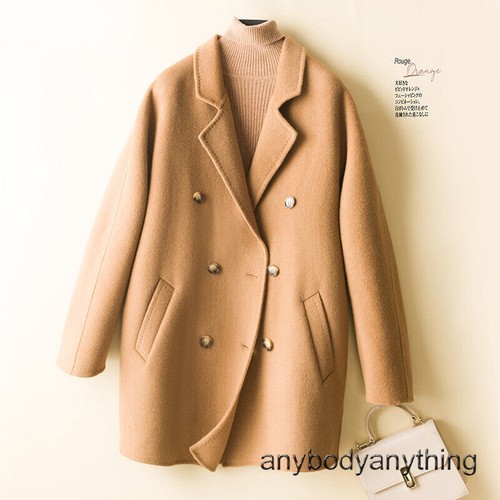 OFF WHITE Cappotto soprabito donna doppiopetto 100% lana collo risvolto medio lungo taglia primavera