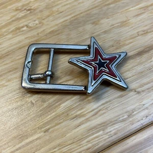 Vintage Red Blue Silver Tone Star Belt Buckle Small Soviet? KG JD - Picture 1 of 5