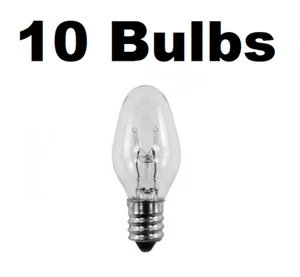 10 Night Light / Candle Lamp Bulbs -7 watt, C7, Clear, Candelabra 7C7C - Picture 1 of 1