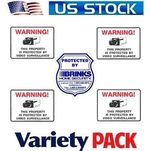 Brinks Home Security Camera Alarm System Stickers Windows Warning 5 Waterproof - Picture 1 of 3