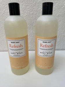 ZWEI (2) Flaschen Trader Joe's Refresh Zitrus Duschgel mit Vitamin C 16 Unzen Jeweils - Bild 1 von 8