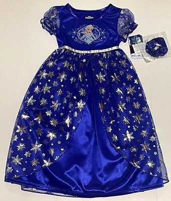 Disney Frozen Elsa Fantasía Camisón Vestido Pijama Disfraz Princesa Azul Nuevo Niña Foto 1 de 4