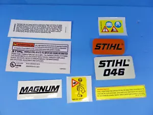 NAME TAG EMBLEM BADGE DECAL STICKER SET FOR STIHL046 MAGNUM MODEL PLATE CHAINSAW - Picture 1 of 2