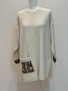 Giulia Tunic jumper, Beige leopard print size L Italian - Picture 1 of 7