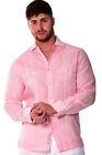 Bohio Fancy Guayabera - 100% Linen Pink L/S Shirt for Men Pin-Tucked  - MLFG2029