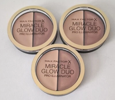 3 x Max Factor Miracle Glow Duo Pro Illuminator Compact 11g Medium 20 - Image 1 of 4