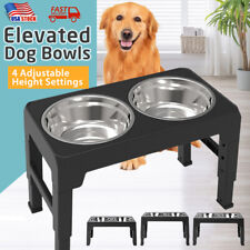 Elevated Dog Bowl Pet Feeder Stainless Steel Food Water Stand With 2PCS Bowls