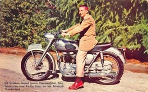 Gil Stratton TV & Radio Star Triumph Thunderbird Motorcycle Advertise Postcard - Picture 1 of 1