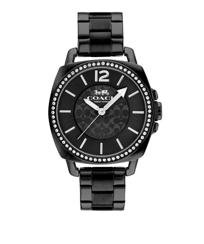 Nuovissimo Orologio Coach Boyfriend Cinturino Metallo Nero Quadrante Cristallo 14503984