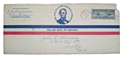 US SC C7 SPRINGFIELD, ILL AIR MAIL POSTAL HISTORY COVER 1927 - Image 1 of 2